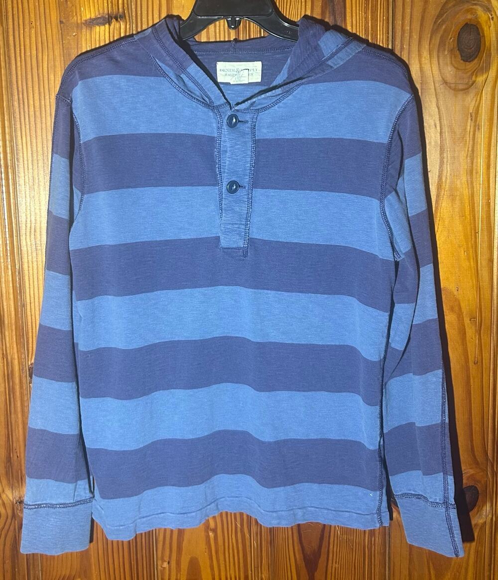 Denim & Supply Ralph Lauren Striped Hoodie Blue Mens Size Large Long Sleeve